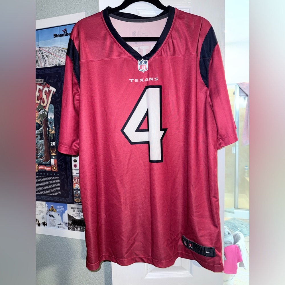 Nike Red and Black Texans Jersey